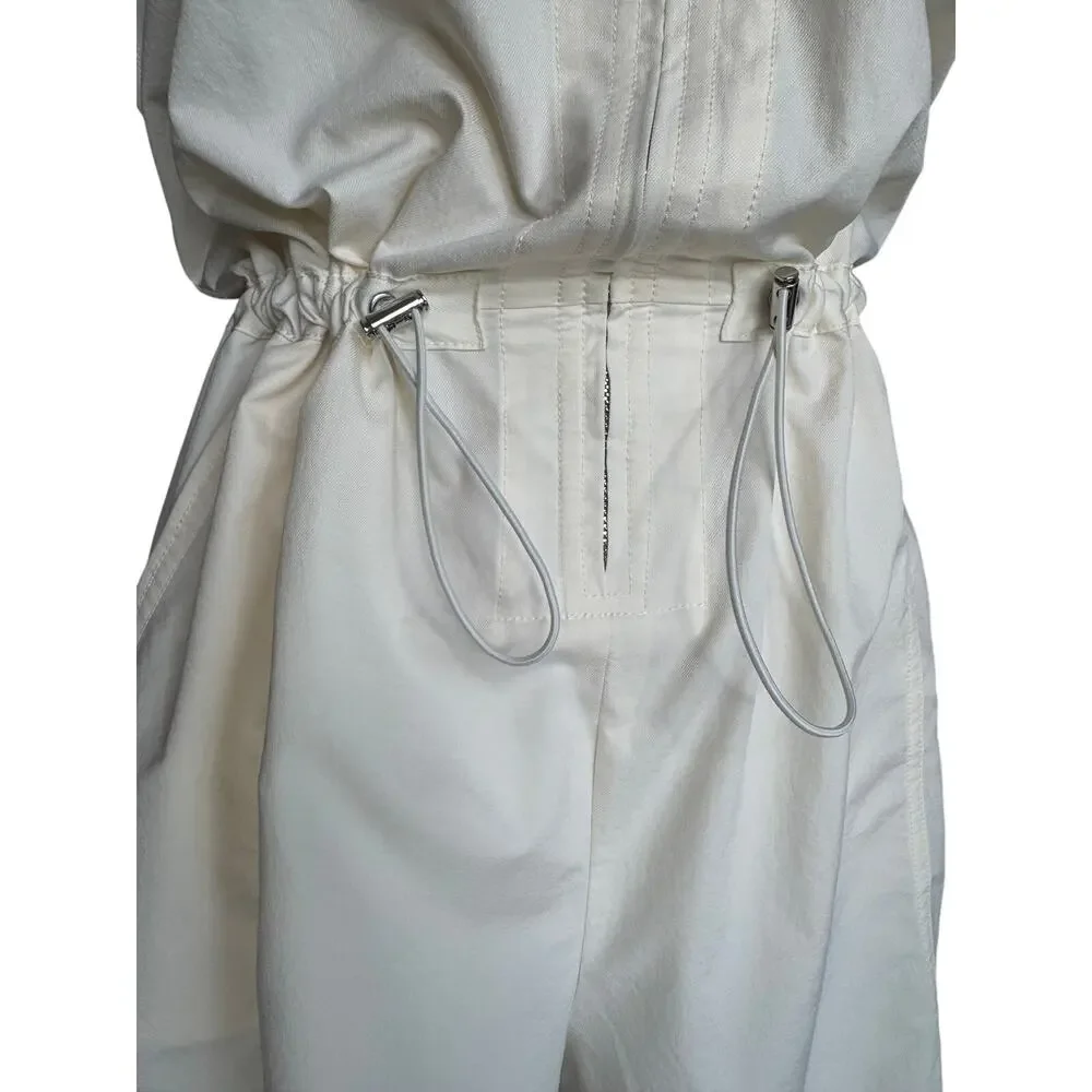 Calia Ivory Utility Romper Large Zip Front Drawstring Pockets Athleisure